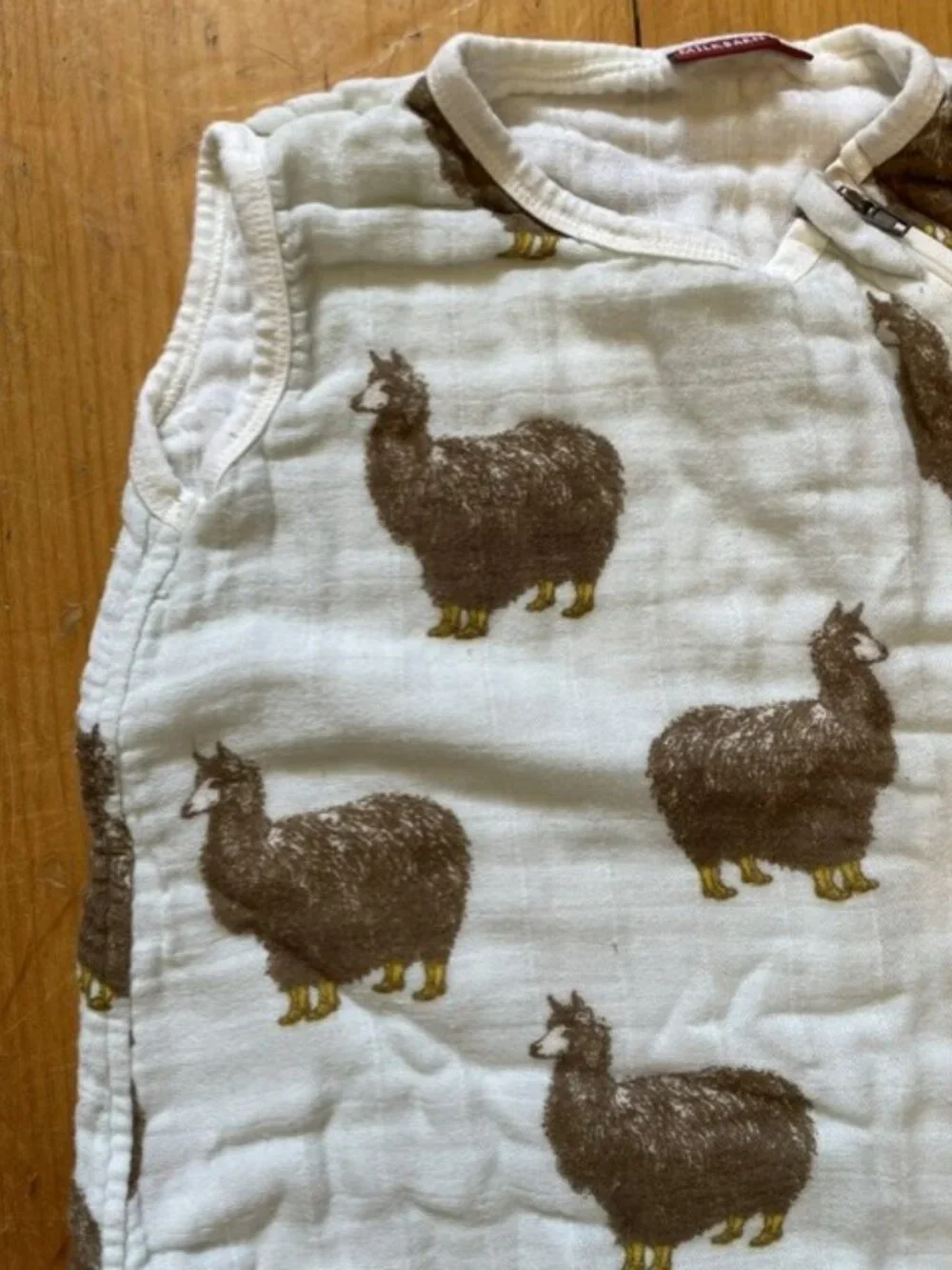 Milkbarn Llama Print Bamboo Muslin Wearable Sleep Sack – Size 12-18M